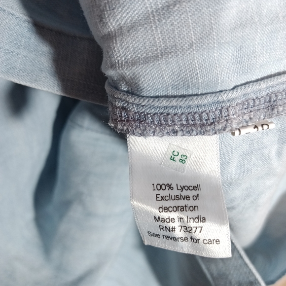 LC Lauren Conrad Button Front Shirt Light Blue Chambray Plus Size 2X - Picture 6 of 7